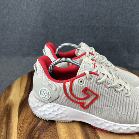 G/FORE GFORE MG4+ Knit Mesh Golf Shoe Sneaker Ladies 6.5 Khaki Tan Red GLF000010 - Picture 3 of 11